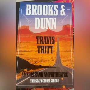 Brooks & Dunn Travis Concert/ Gig Poster Atlanta/ Alpharetta Oct 7, 2021 Ameris